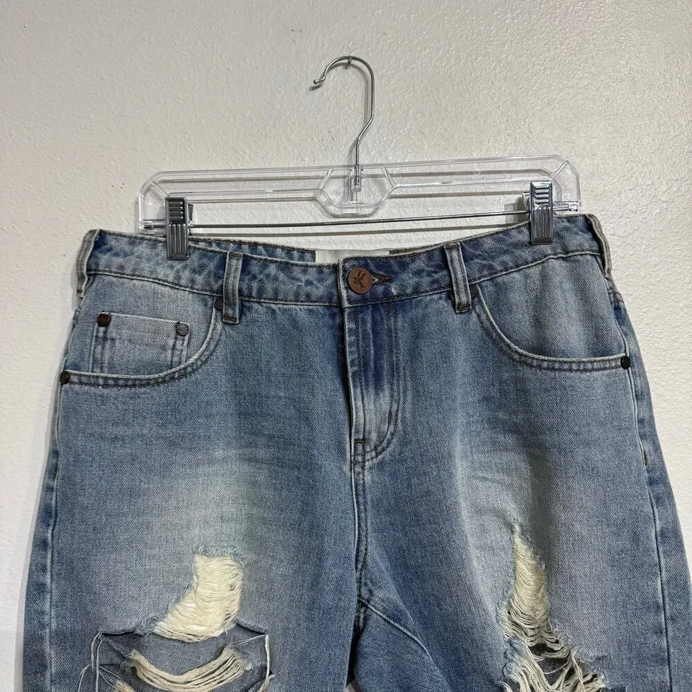 One Teaspoon Stevie’s Denim Long Distressed Shorts Sz 28